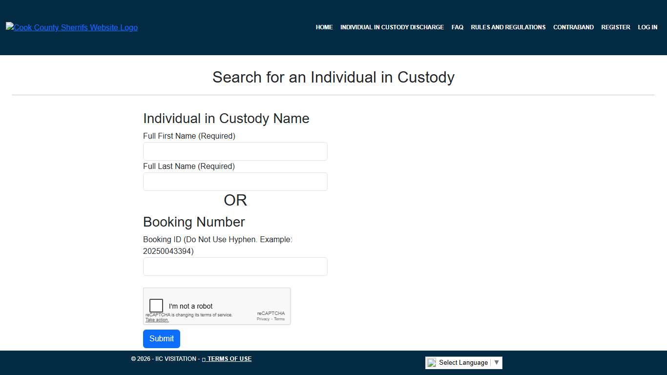 Individual in Custody Locator