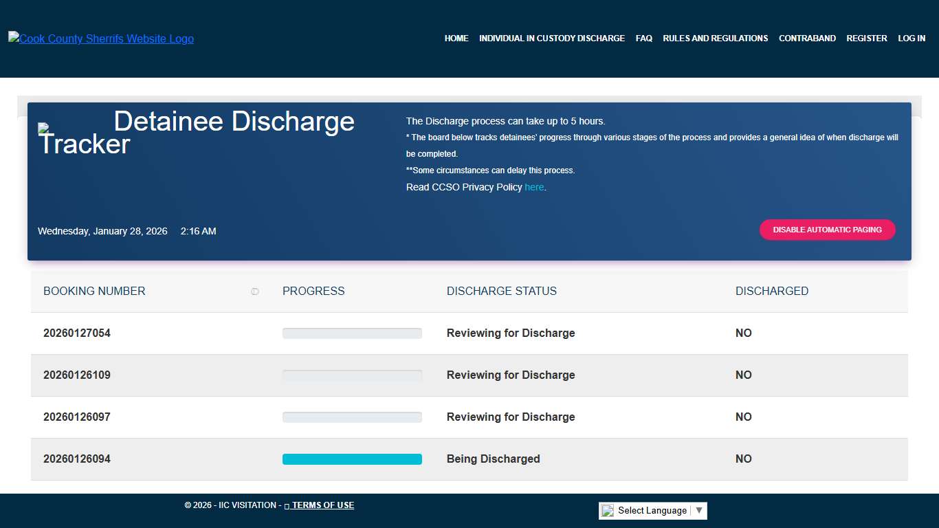 Individual in Custody Locator